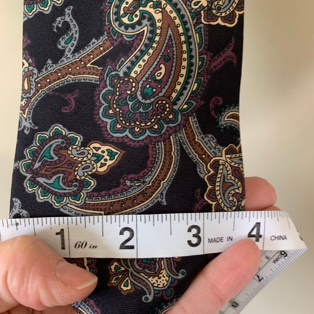 Wembley Pure Silk Paisley Navy/Brown/Purple Tie - Picture 5 of 6